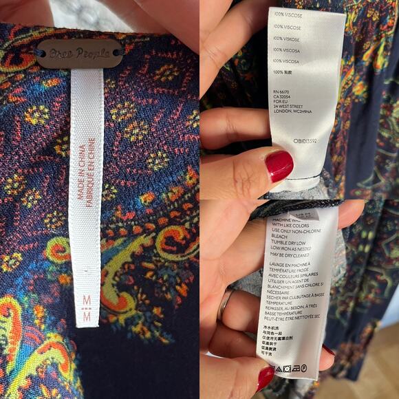 FREE PEOPLE Girl Talk Hi-Low Tunic Dress Midnight 3/4 Balloon Sleeve Medium EUC - Picture 4 of 9